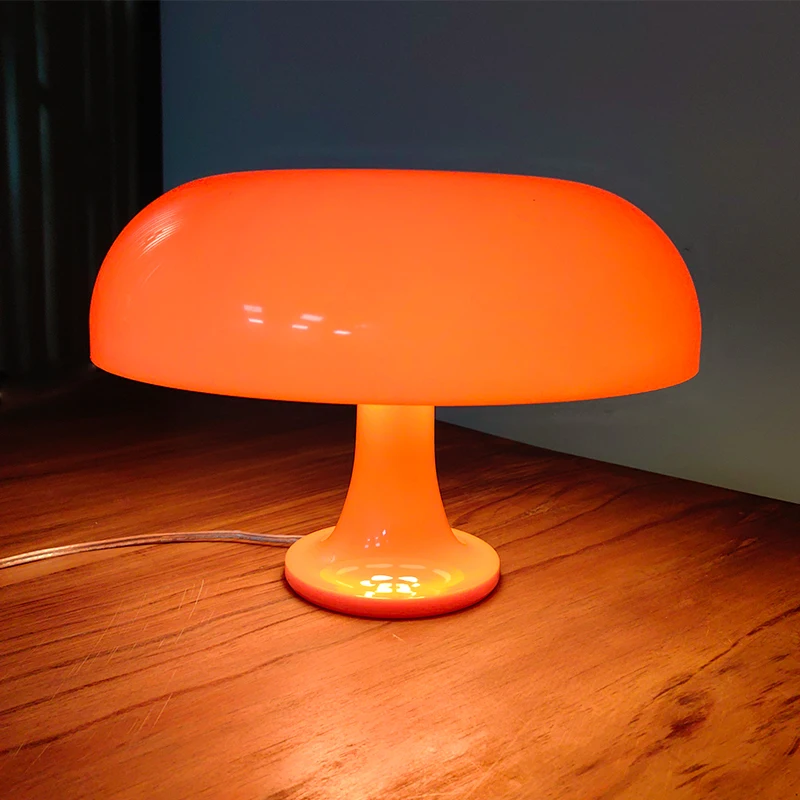 Fashionable Minimalist Led Orange White Mushroom Table Lamp Imported From Italy Designer Bedroom Bedside Table Lamps