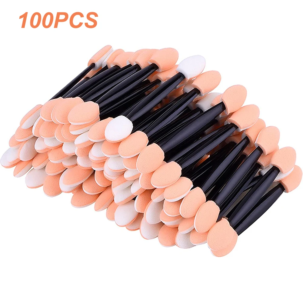 100pcs Disposable Dual-Sided Eyeshadow Brush Makeup Applicator Sponge Tip Oval Eye Shadow Stick Cosmetics Puff Tool Dropshipping
