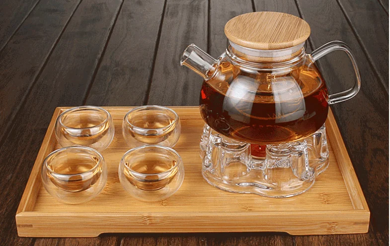 wholesales Thickened Borosilicate Nordic Glass Pot With Bamboo Lid Scented Tea Fruit Teapot