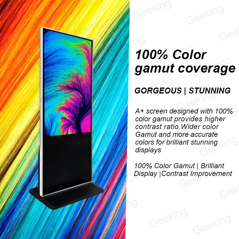 43 inch Standing ultra slim vertical indoor advertising kiosk non-touch HD video lcd screen totem digital signage and display