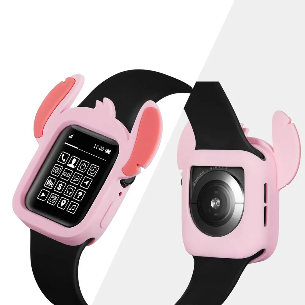 Прекрасные стежка 3D силиконовые мультфильм чехол для часов Apple Watch 6 SE 5 4 милые TPU Защитная крышка наручных iWatch чехлы 44