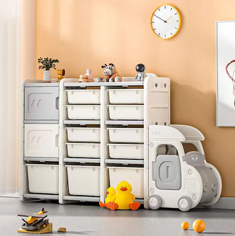 Larger Size Kids Furniture Custom Plastic Movable Baby Chest Corner Cupboard Rack Children Bedroom Toys Storage Organizer