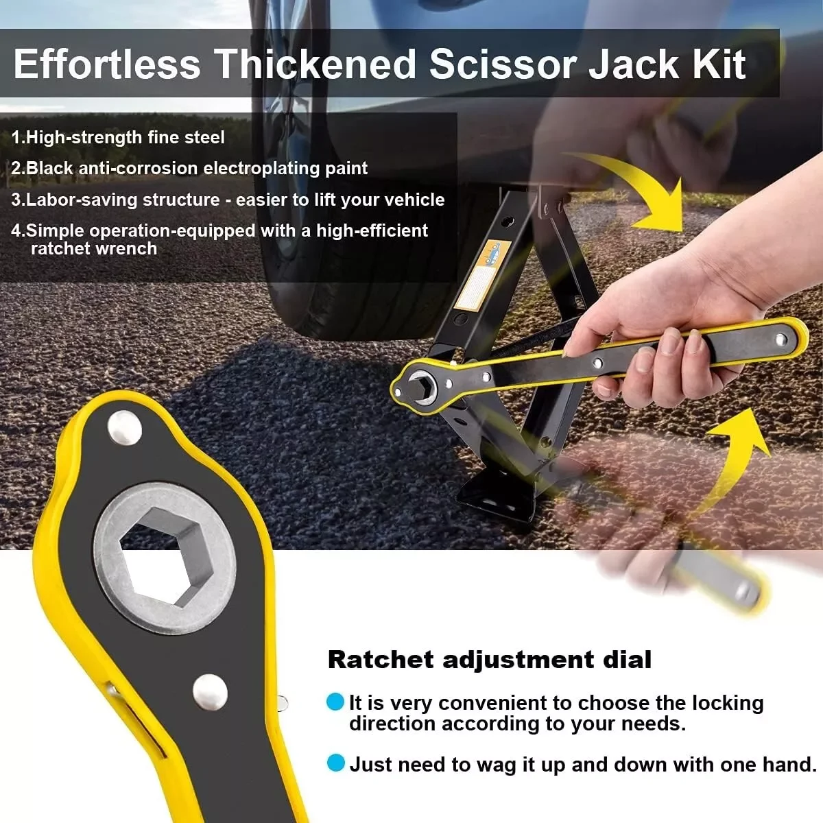 Factory Direct 2 Ton Car Jack Labor-Saving Hand Rocker Screw Jack for Cars Max Loading Capacity of 5T