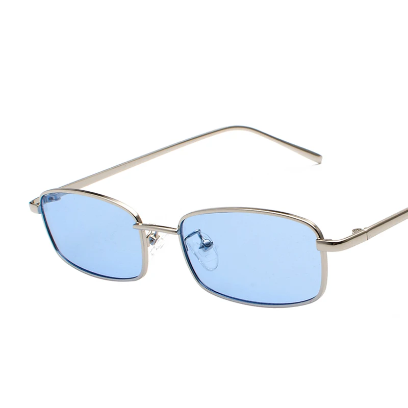 31035 Fashion Women Square Sunglasses Simple Metal Frame Unisex Clear Lens Goggle Tinted Glasses