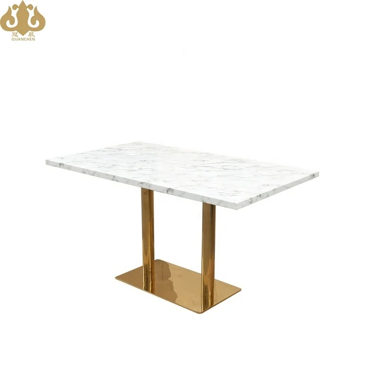 Hotel restaurant luxury 4 person white marble quartz stone table
