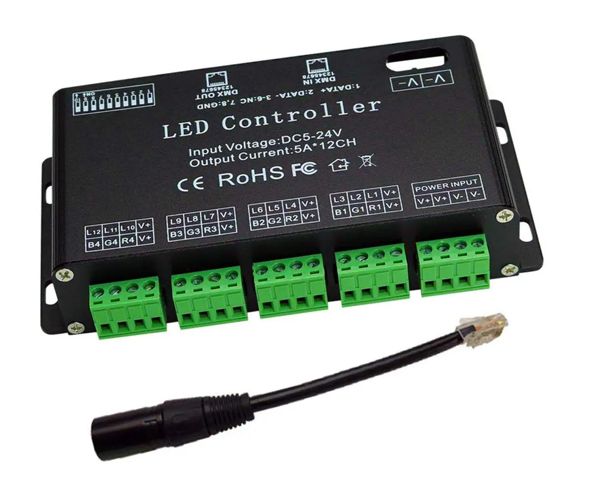 Новый Заводская цена высокое качество DC5-24V DMX 512 декодер DMX512-12CH дисплей DMX512 светодиодный контроллер 12 каналов