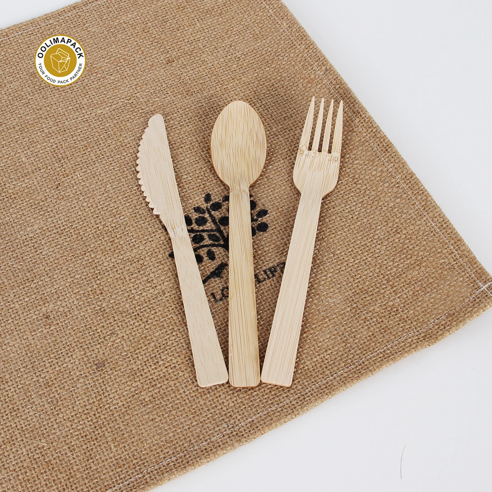 OOLIMA Wholesale Take Away Knife Bamboo Set Travel bamboo Fork Spoon Knife