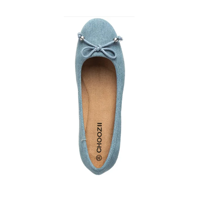 CHOOZII Custom Ladies Women Classic Slip On Summer New Design Washable Denim Ballet Flats