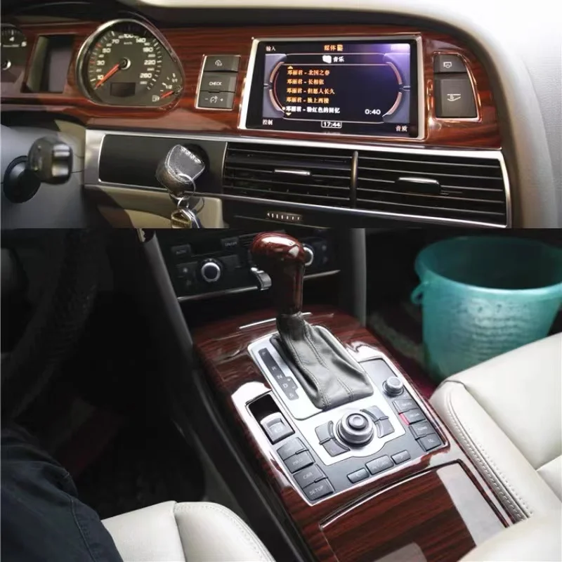 Для Audi A6 C6 2005 2006-2011 салона автомобиля из красного дерева полная внутренняя центральная консоль панель переключения передач