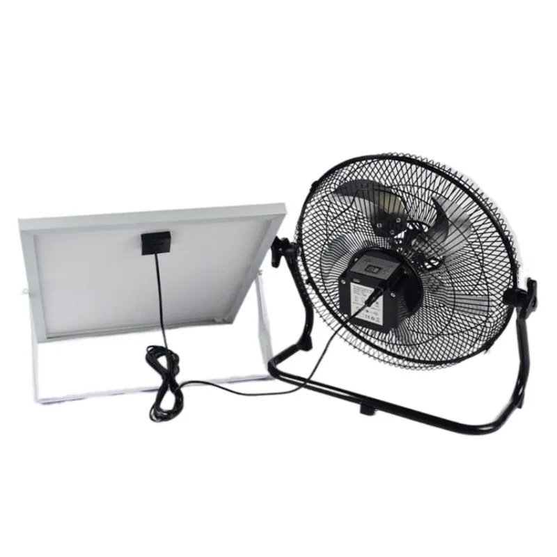 Big wind 5-blade solar rechargeable fan with battery outdoor camping barbecue solar floor fan