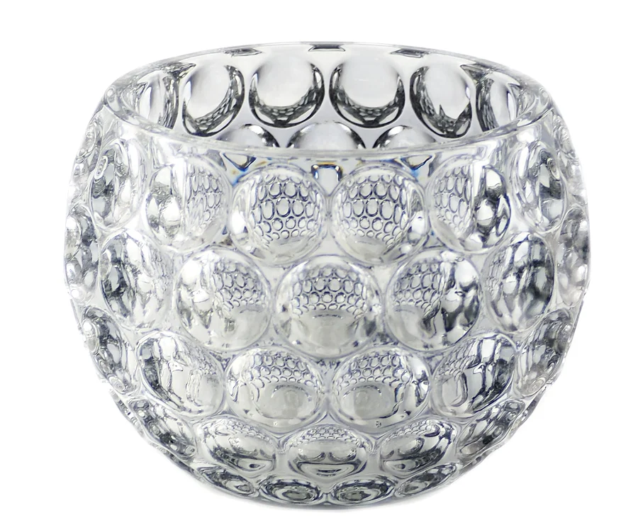 Clear Round Water Bead Design Glass Candle Jar Suitable for Home, Table, Wedding, Holiday Activities, Restaurant Decoration