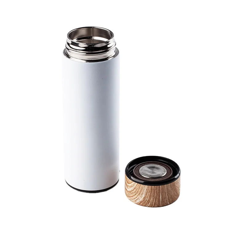 500ml Straight Sublimation Stainless Steel Water Bottle Thermos Vacuum Flask with Bamboo Lids
