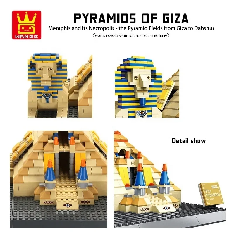 Wange 4210 архитектура Египет Фараон пирамиды Giza ориентир образовательный DIY сборка кирпичных игрушек наборы строительных блоков