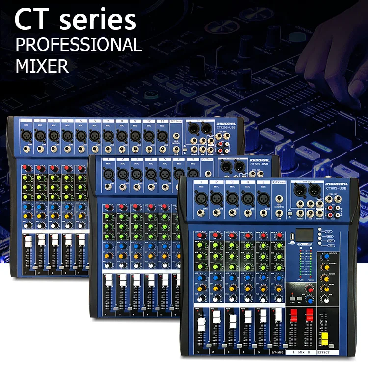 CT80S Professional Digital Music Mixer Compact Mixing System 99 Reverberation Effects Audio Console Mixer