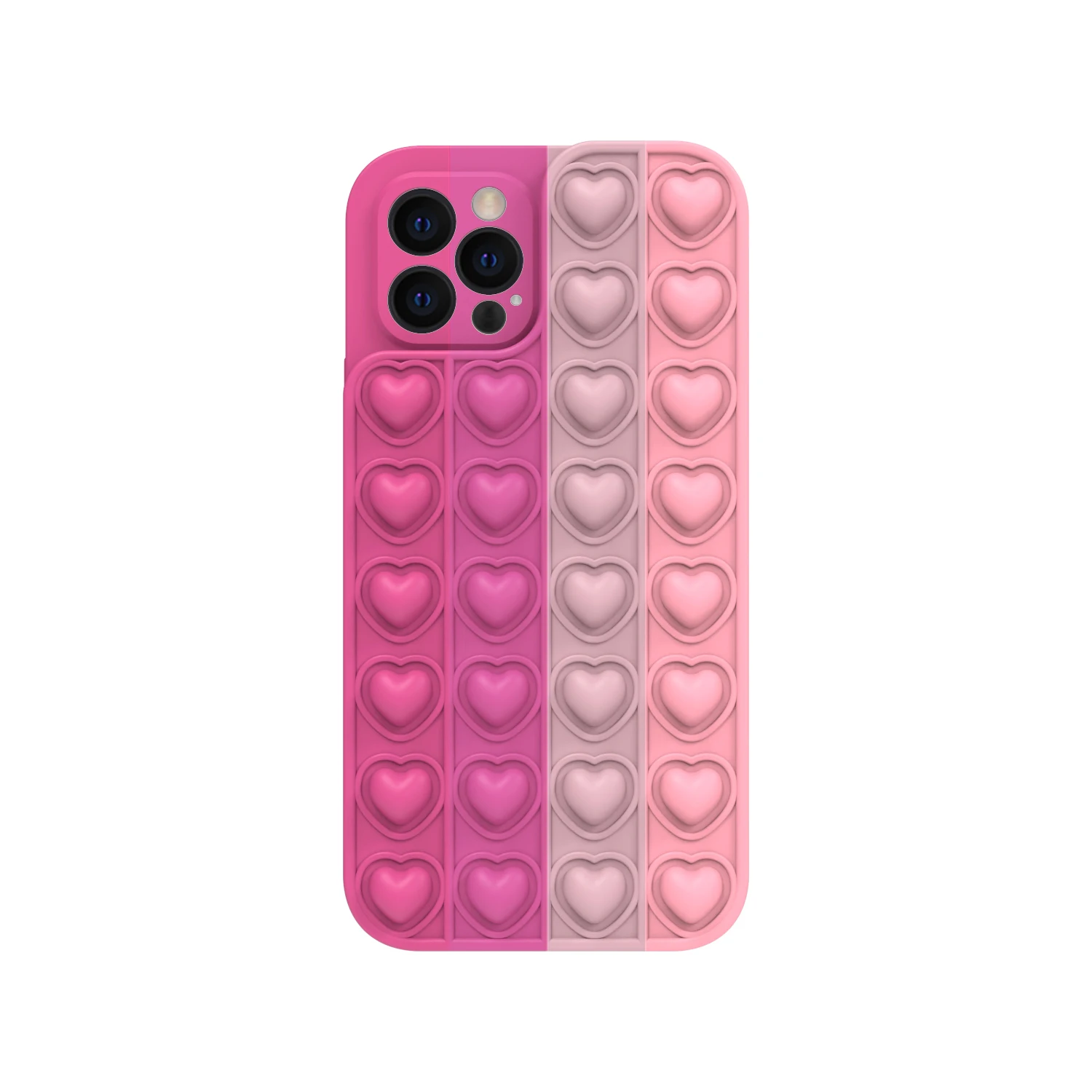 2021 Hot Pop fidget Phone Case Heart-Shape Silicone Shockproof Back Cover Push Bubble Toy Phone