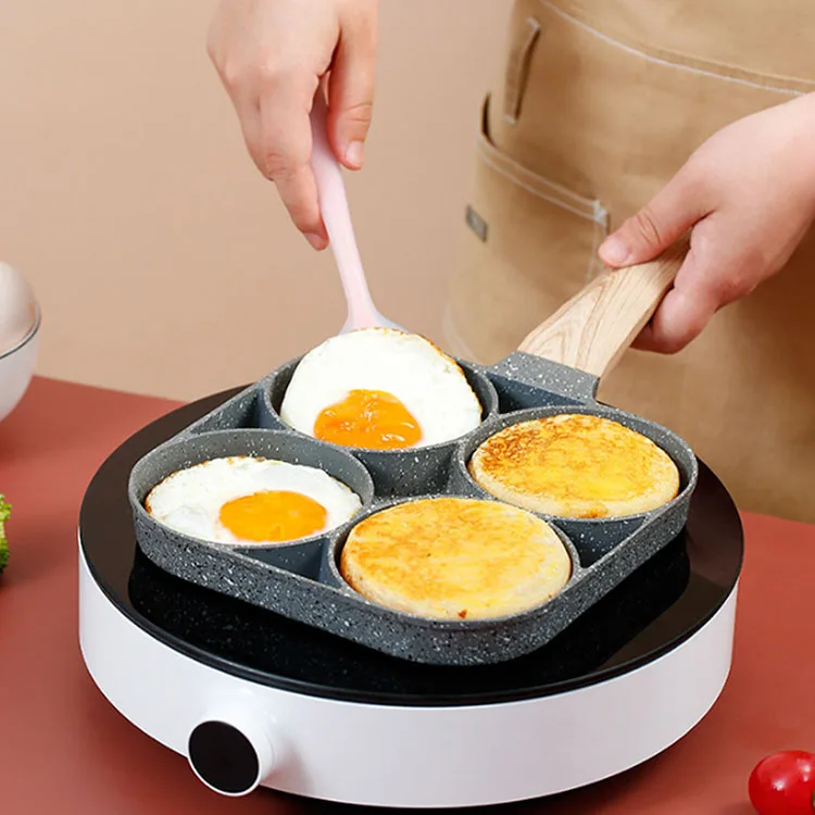Wholesale 4 Hole Fried Eggs Mini Non Stick Frying Pan Homemade Burger Frying Pan For Kitchen