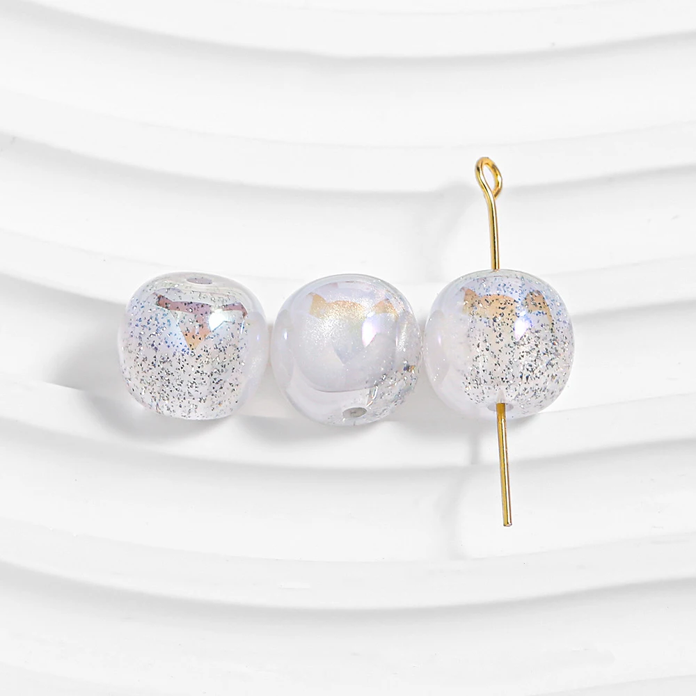 Crystal New Design UV Plating Color 16mm Round Acrylic Beads Wholesale Plastic Loose Beads for DIY Bracelets