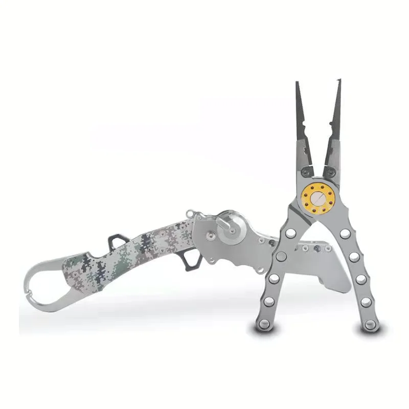 Camouflage Folding Saltwater Resistant Aluminum Fish Grip Gripper Needle Nose Fishing Pliers Set