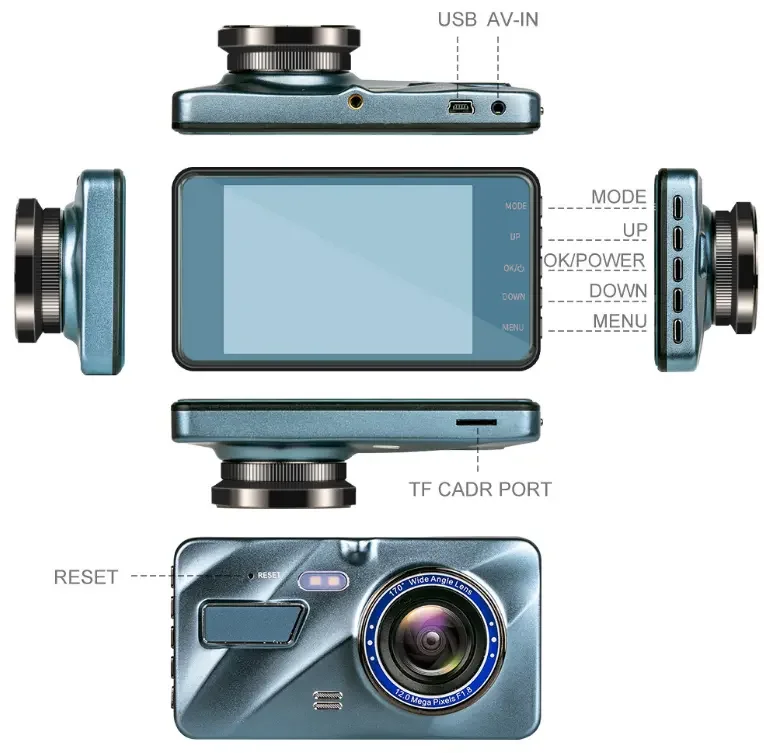 Auto Dual DashCam 4 inch LCD FHD 1080p Camara Dual Lens Front and Rear Camera DVR Video Recorder car camera dash cam
