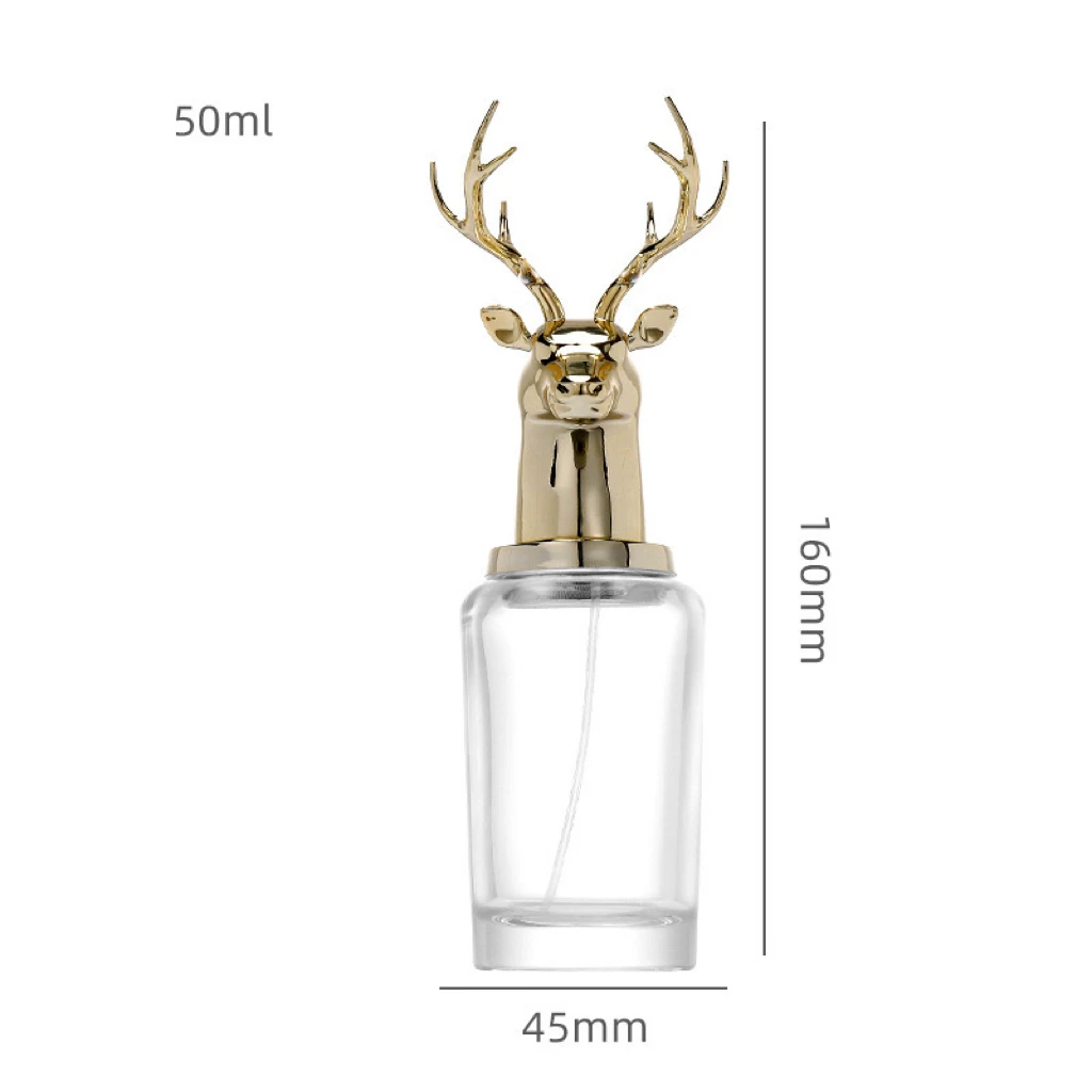 Metal Animal Caps Cylinder Glass Perfume Bottle with Multi-Volume