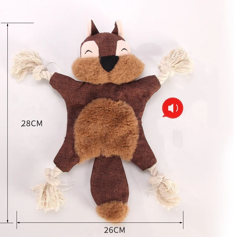 
Hefei SY flat dog plush toy with rope and crinkle paper inside no stuffing pet chew toy for cat 