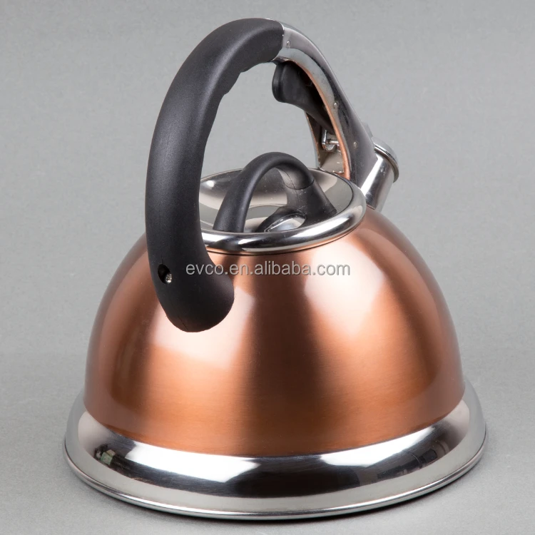 Camille 3.0 Qt. Stainless Steel Whistling Tea Kettle in Copper Color