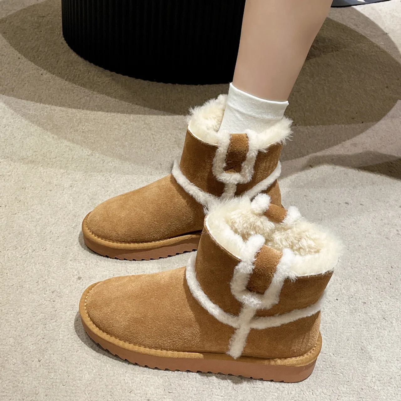 New Fashion Outdoor Warm Soft Winter Ankle Snow Fur Thick Sole Platform Boots for Women Hot Fashion Trend Casual Short Boots