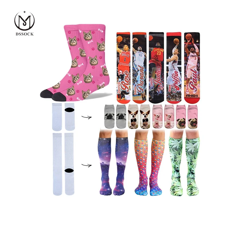 DS- J516 sock dye sublimation printing 360 printed socks custom printed bamboo socks