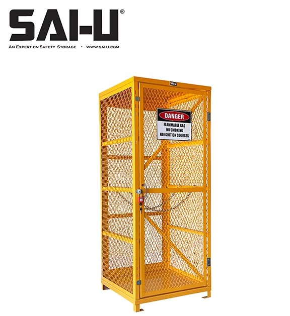 SAI-U Mesh gas cylinder cabinet gas bottle storage cage cabinet container with padlock GC2009 Factory cabinet