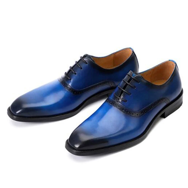 Luxury Brand men Leather  Dress Shoes  ,2019 Formal Shoes blue color Men Fashion  new  Design Wedding Shoes For Men