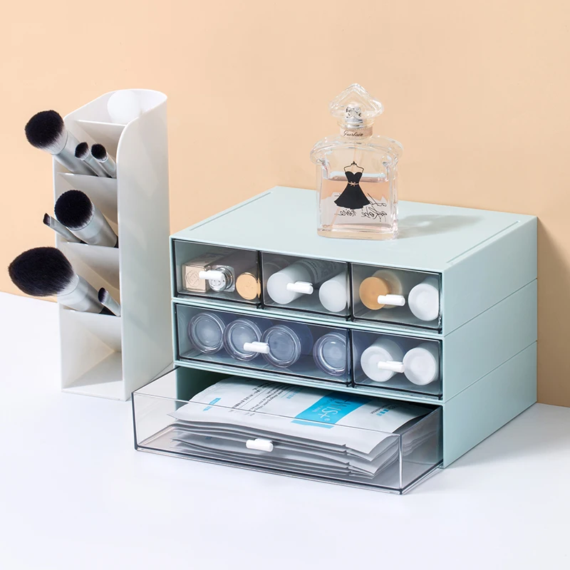 Comix New Design Customize Layout Storage Box Set Plastic Storage Desk Organizer With Sliding Drawer