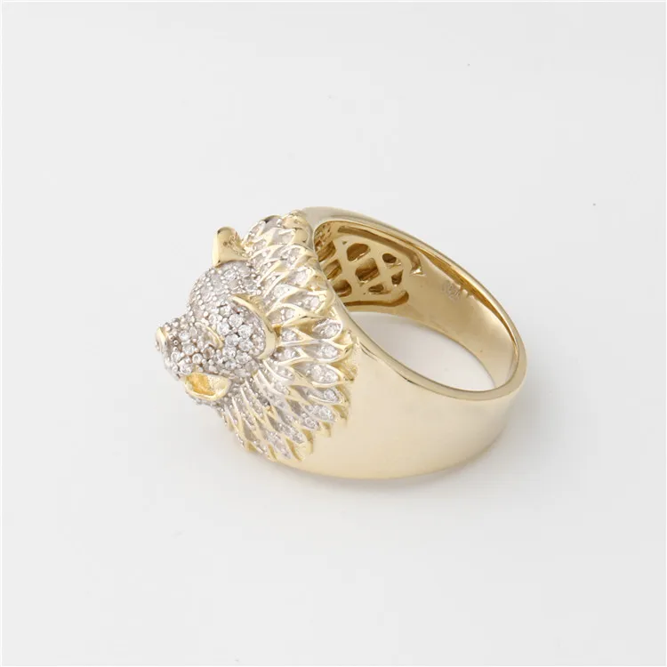Hiphop Men Women Fine Jewelry Iced Out Gold Plated 925 Sterling Silver Moissanite Diamond Lion Head Ring