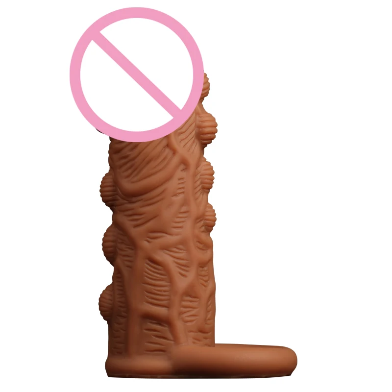 Dildo Extender Penis Enlargement Reusable Condoms Silicone Big Dotted Penis Sleeve Cock Ring With Solid Glans Delay Ejaculation