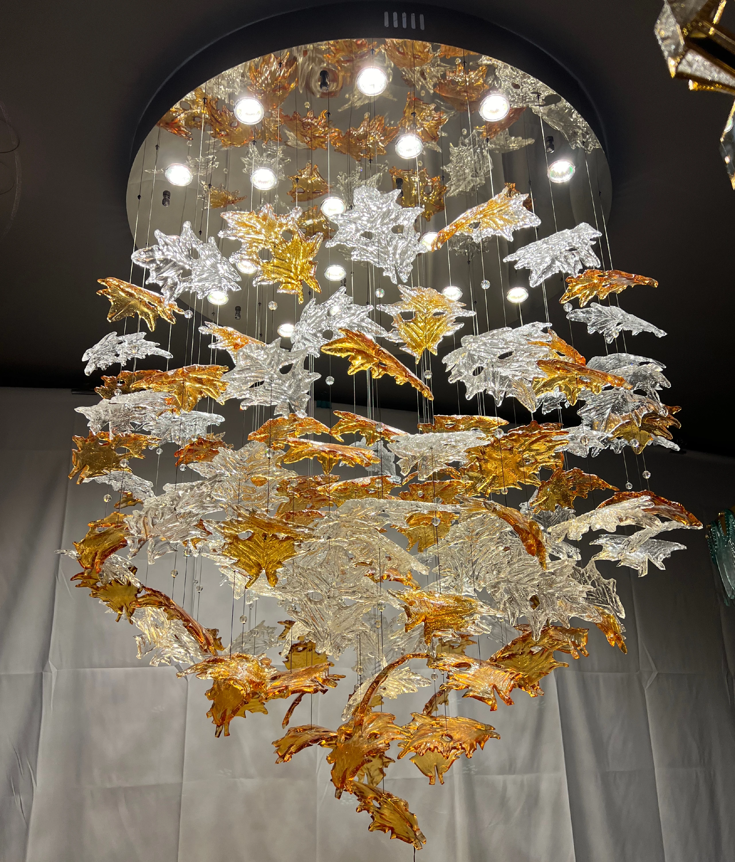 Витражное стекло муранское галогенная лампа кленовый лист красочная стеклянная люстра