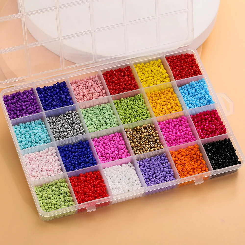 DIY 24 Grid Mix color Glass Seed Beads 4mm Seed Beads Jewelry Making Set For Bracelet Making Necklace Gift DIY Box For Kid women