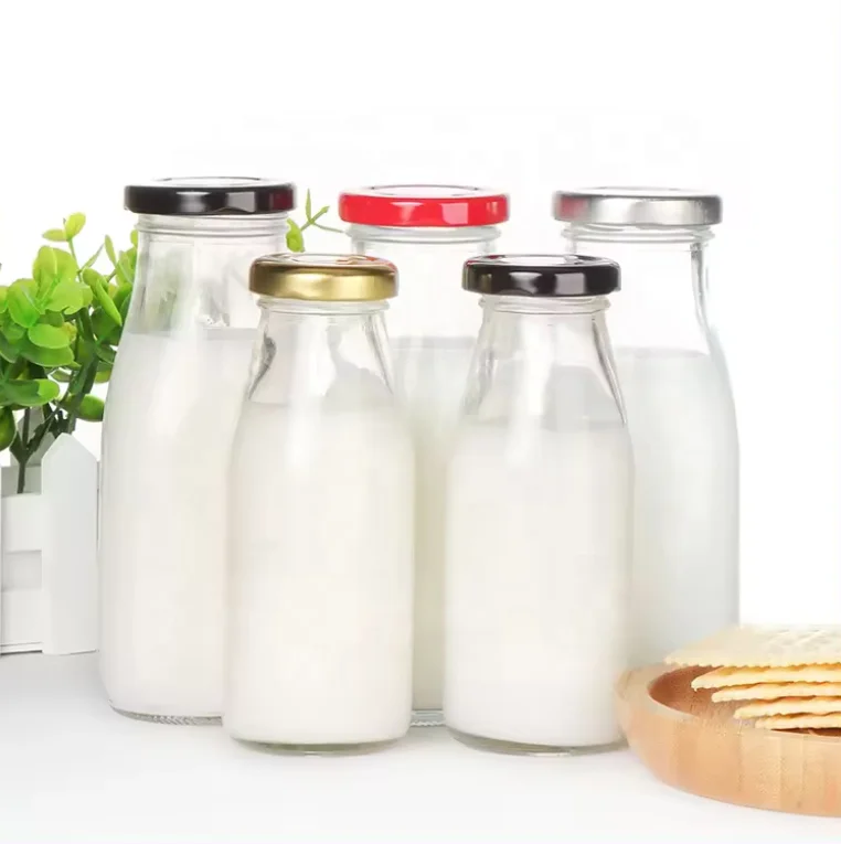 Стеклянная бутылка для молока с металлической крышкой винтажный многоразовый молочный контейнер йогурта