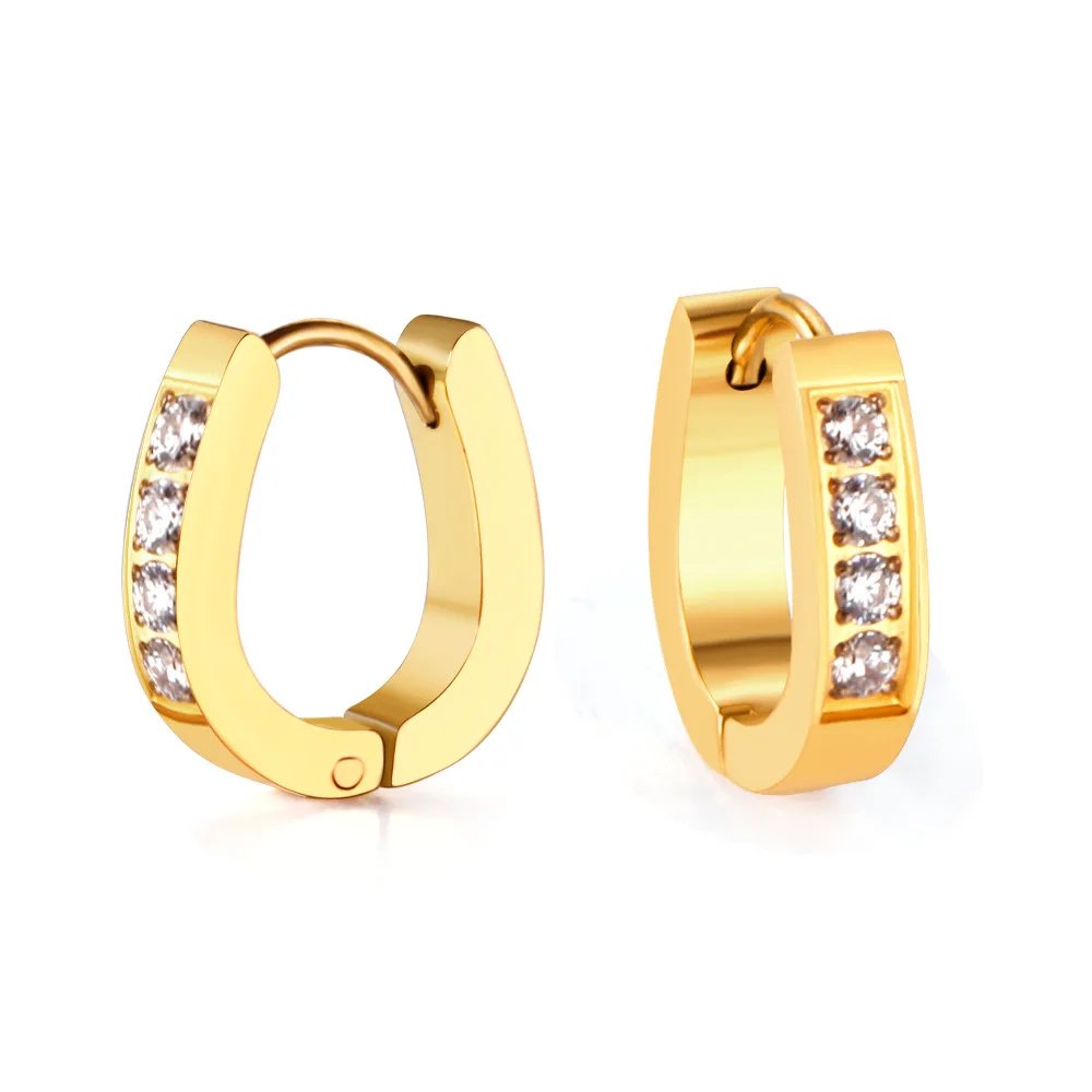 Large Geometry Huggie Hoops Earrings Ins Dainty Gold Plated Stainless Steel Circle Hoop Earrings Wholesale For Women