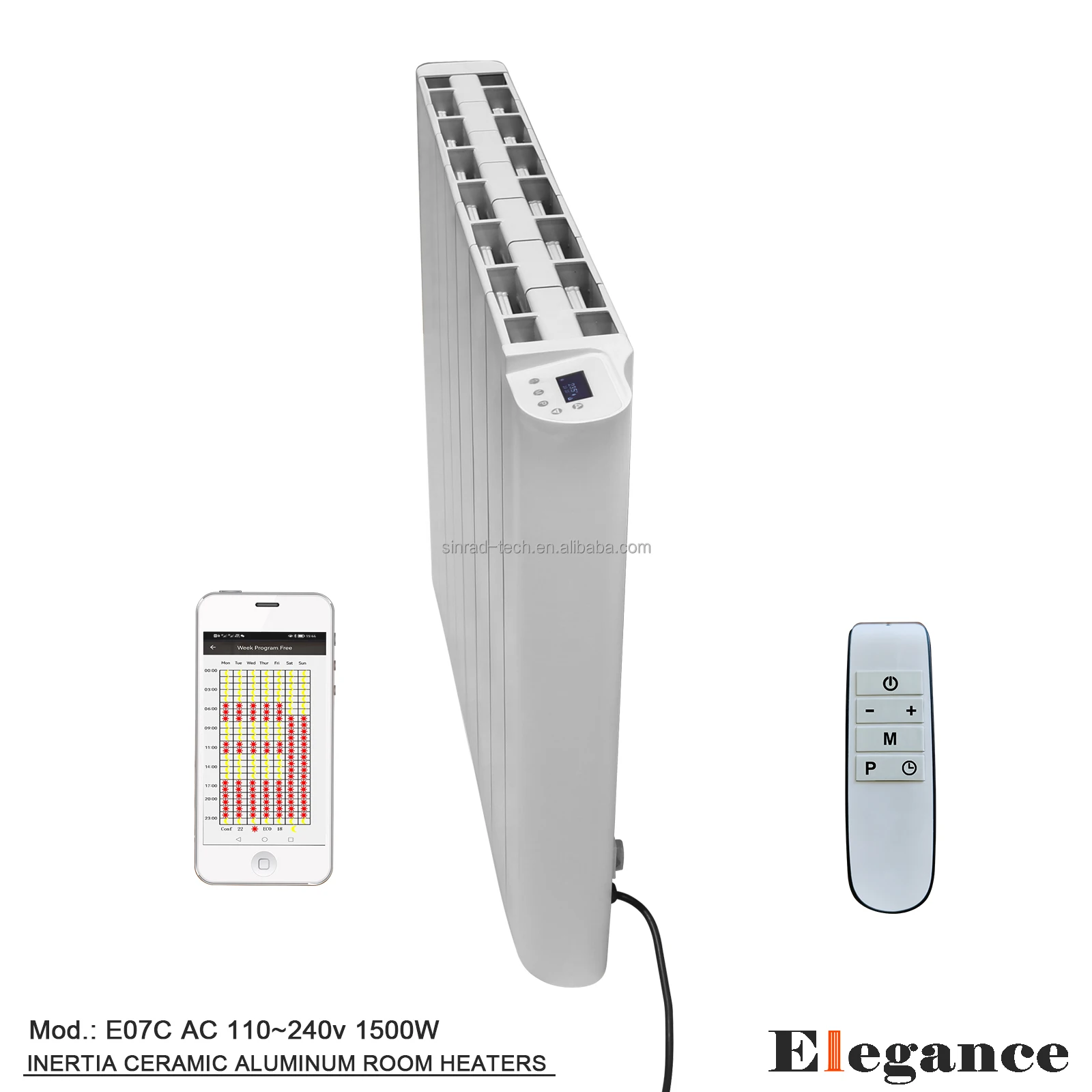 Storage Heating Element with ceramic block room heater E07C 1500 W 220-240V   digital thermostat electric aluminum radiator