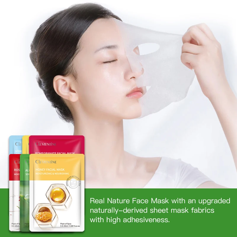 custom cosmetic moisturizing collagen korean beauty nourishing whitening vitamin c fruit seaweed facial sheet mask for skin care