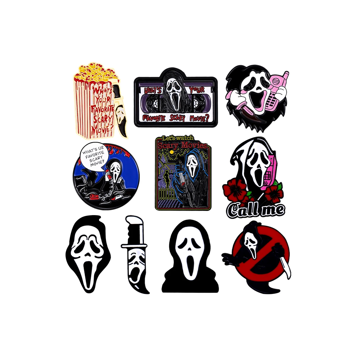 Halloween Badges Horror Pin Brooch Cute Movie Metal Lapel Pins for Backpacks Brooches Fashion Jewelry Accessories Gifts