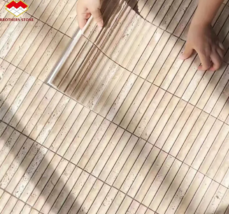Interior Decoration White Travertine Fireplace Tiles Concave Honed Fluted Wall Marble Wall Panel for Living Room Bathroom