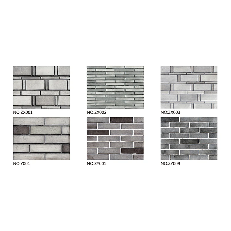 Custom smooth grey brick wall veneer faux thin brick facade exterior wall clinker brick slips tiles