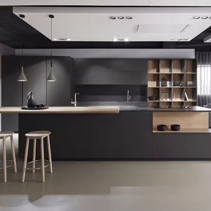 NICOCABINET Australia Luxury Oak New Custom Matt Gray High-end  Melamine Laminate Modern Contemporary Kitchen Furniture