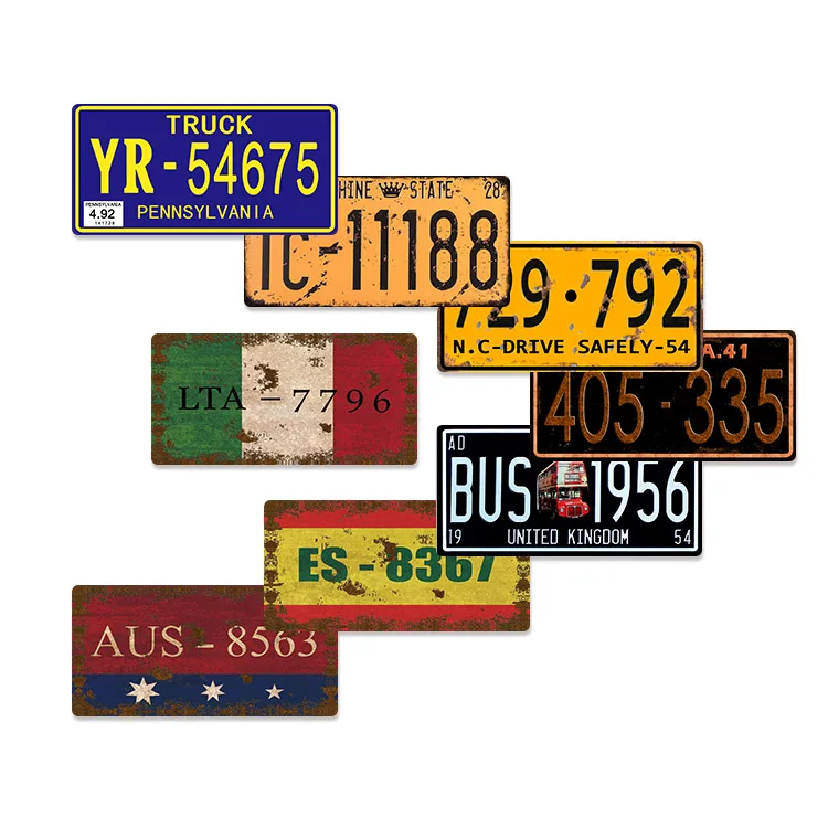 
Tin sign 15X30CM customized design UV printing Letter license Plate Number retro Car Plates metal signs for home decor 