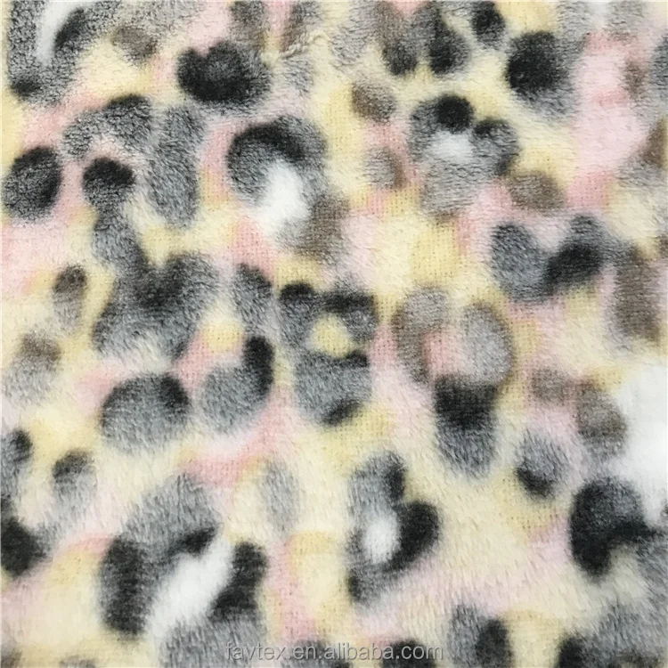 
100% Polyester double side leopard print braid knit flannel black satin fabric 