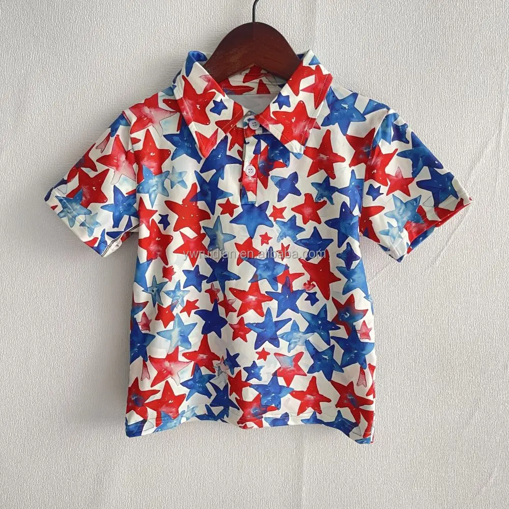 Yiwu Ruidian Boy New Design POLO Shirt Children Wholesale Kids Milk silk US pattern Pullover Shirt Girls short sleeve Shirt
