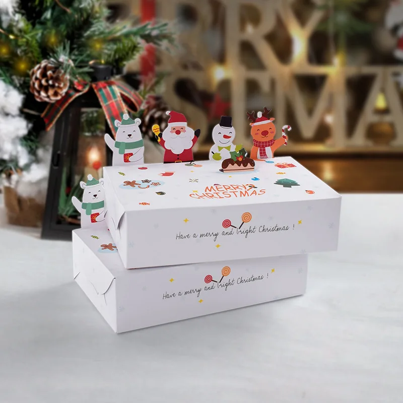 Luxury 10PCS/bag Three-dimensional animal cute candy cookie folding box Christmas gift wrapping paper gift box