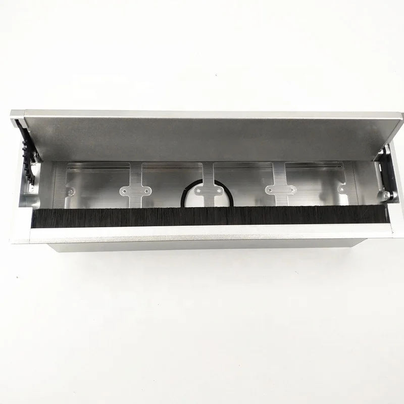 Double Open Office Desk Wire Cable Furniture Power Grommet Box Aluminum Alloy with Wall Socket Hole / Office