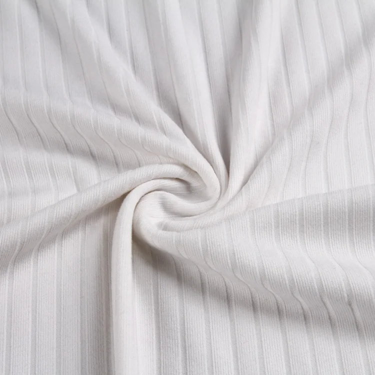 Professional manufacturer low price wholesale 88 polyester 12 spandex white material soft rib knit fabric for underwear
