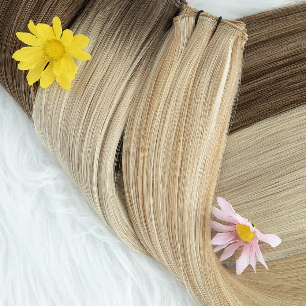 LeShine 2023 Invisible 100% Human Hair Extension Natural Straight Genius Weft Thick Ends Flat Genius Weft